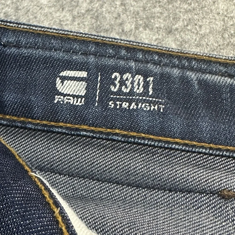 G-Star Raw 3301 Straight Jeans Men's Denim Blue Button Fly - Size 32x32